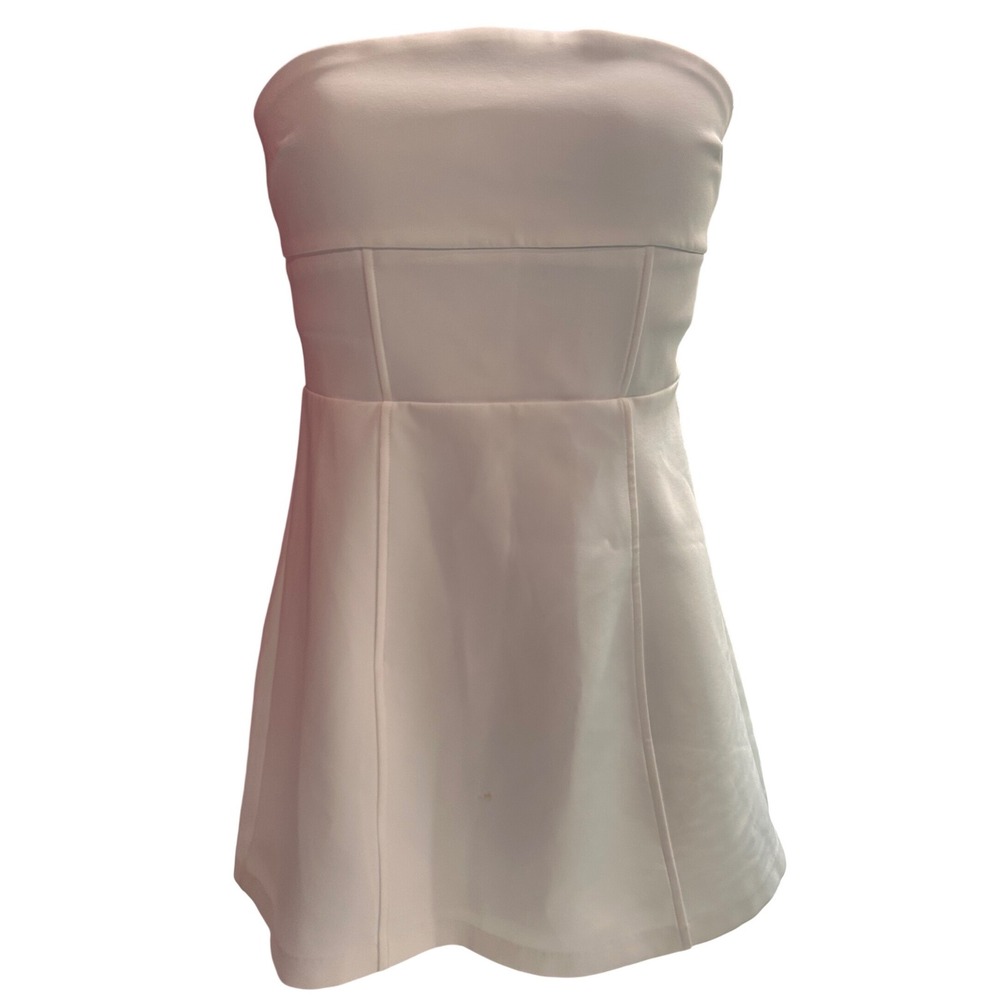 TCEC Strapless Mini Dress Bow Back Large White Bridal Bachelorette Party Elegant